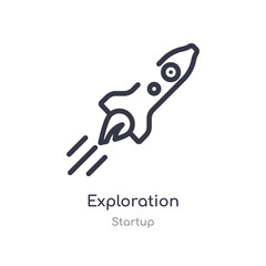 exploration outline icon. isolated line vector illustration from startup collection. editable thin stroke exploration icon on white background
