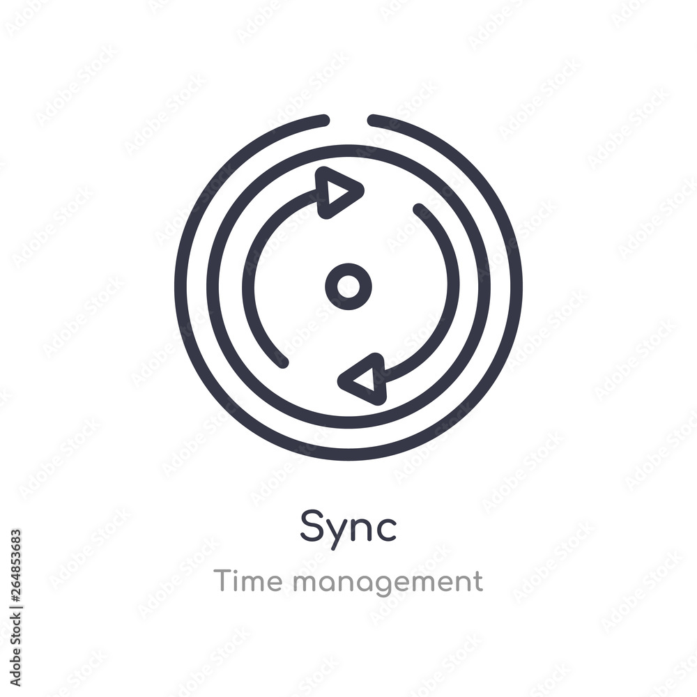 Poster sync outline icon. isolated line vector illustration from time management collection. editable thin 