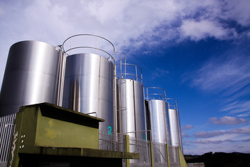 factory with blue sky and clouds