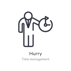 hurry outline icon. isolated line vector illustration from time management collection. editable thin stroke hurry icon on white background