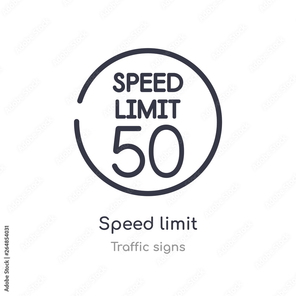 Aufkleber speed limit outline icon. isolated line vector illustration from traffic signs collection. editable 