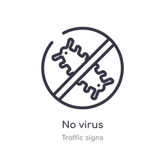 no virus outline icon. isolated line vector illustration from traffic signs collection. editable thin stroke no virus icon on white background