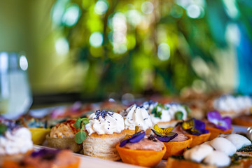 Beautifuly designed appetizer plate close-up