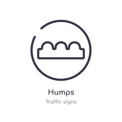 humps outline icon. isolated line vector illustration from traffic signs collection. editable thin stroke humps icon on white background