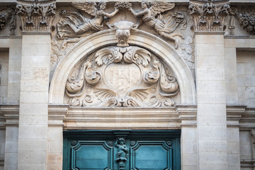 Beautiful church entrance with sculptures of angels
