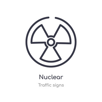 nuclear outline icon. isolated line vector illustration from traffic signs collection. editable thin stroke nuclear icon on white background