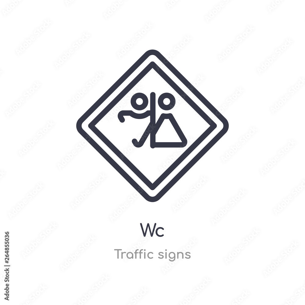 Poster wc outline icon. isolated line vector illustration from traffic signs collection. editable thin stro