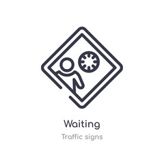 waiting outline icon. isolated line vector illustration from traffic signs collection. editable thin stroke waiting icon on white background