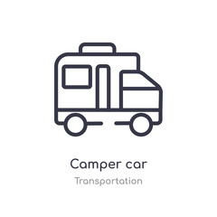 camper car outline icon. isolated line vector illustration from transportation collection. editable thin stroke camper car icon on white background