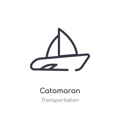 catamaran outline icon. isolated line vector illustration from transportation collection. editable thin stroke catamaran icon on white background