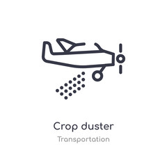 crop duster outline icon. isolated line vector illustration from transportation collection. editable thin stroke crop duster icon on white background