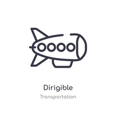 dirigible outline icon. isolated line vector illustration from transportation collection. editable thin stroke dirigible icon on white background