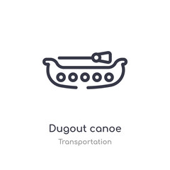dugout canoe outline icon. isolated line vector illustration from transportation collection. editable thin stroke dugout canoe icon on white background