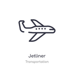 jetliner outline icon. isolated line vector illustration from transportation collection. editable thin stroke jetliner icon on white background