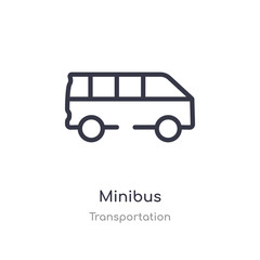 minibus outline icon. isolated line vector illustration from transportation collection. editable thin stroke minibus icon on white background