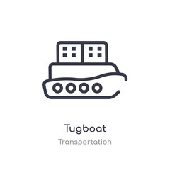 tugboat outline icon. isolated line vector illustration from transportation collection. editable thin stroke tugboat icon on white background