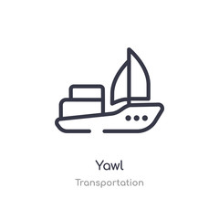yawl outline icon. isolated line vector illustration from transportation collection. editable thin stroke yawl icon on white background
