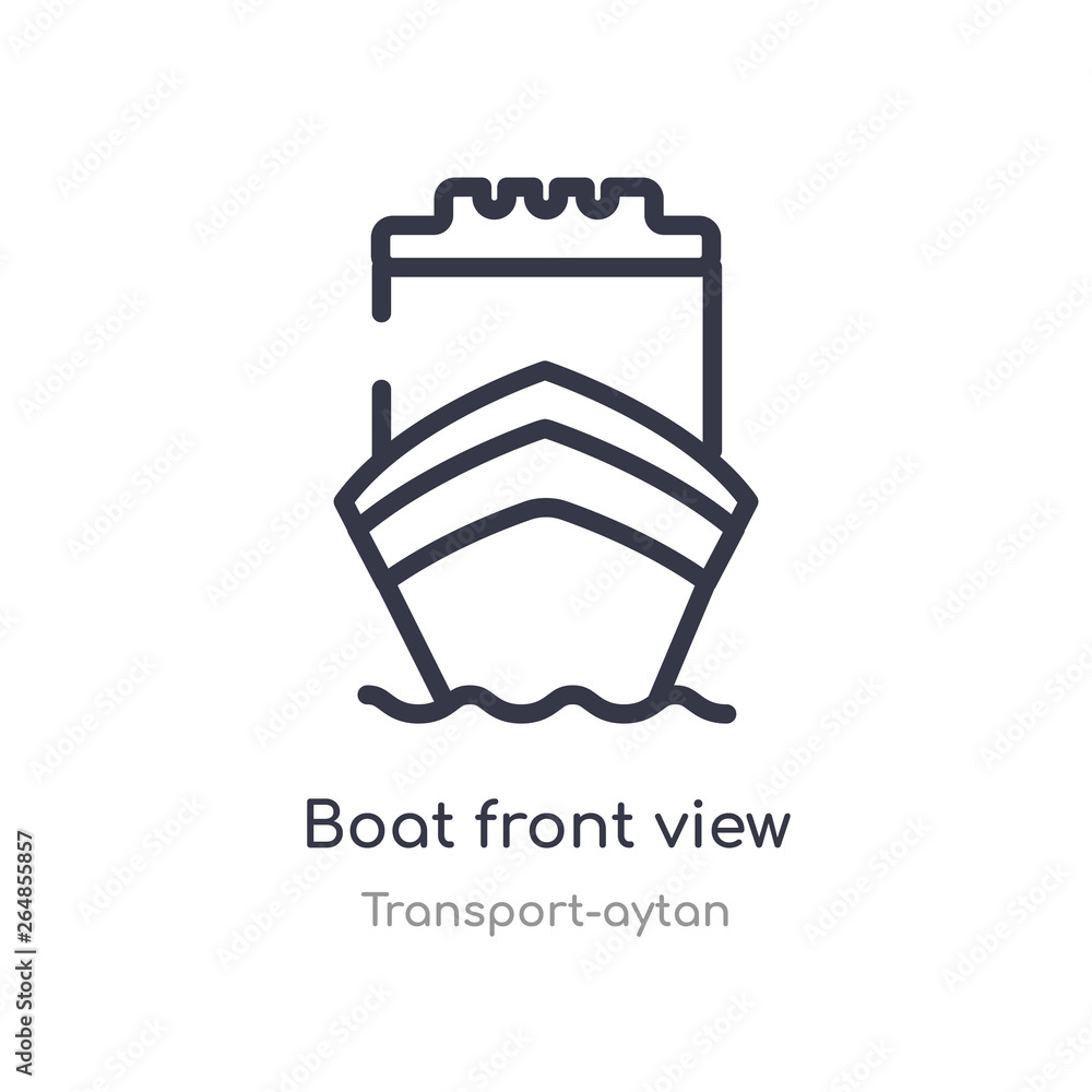 Poster boat front view outline icon. isolated line vector illustration from transport-aytan collection. edi
