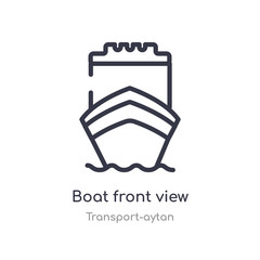boat front view outline icon. isolated line vector illustration from transport-aytan collection. editable thin stroke boat front view icon on white background