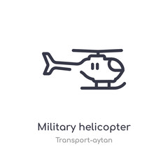 military helicopter outline icon. isolated line vector illustration from transport-aytan collection. editable thin stroke military helicopter icon on white background