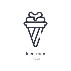 icecream outline icon. isolated line vector illustration from travel collection. editable thin stroke icecream icon on white background