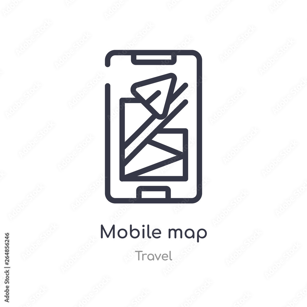 Aufkleber mobile map outline icon. isolated line vector illustration from travel collection. editable thin str