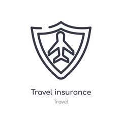 travel insurance outline icon. isolated line vector illustration from travel collection. editable thin stroke travel insurance icon on white background