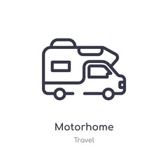 motorhome outline icon. isolated line vector illustration from travel collection. editable thin stroke motorhome icon on white background