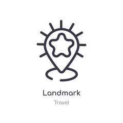 landmark outline icon. isolated line vector illustration from travel collection. editable thin stroke landmark icon on white background
