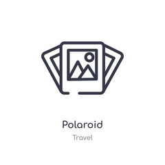 polaroid outline icon. isolated line vector illustration from travel collection. editable thin stroke polaroid icon on white background