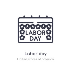 labor day outline icon. isolated line vector illustration from united states of america collection. editable thin stroke labor day icon on white background
