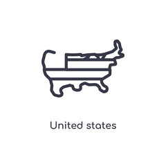 united states outline icon. isolated line vector illustration from  collection. editable thin stroke united states icon on white background