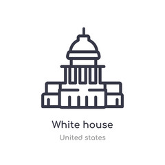 white house outline icon. isolated line vector illustration from united states collection. editable thin stroke white house icon on white background