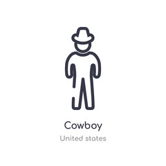 cowboy outline icon. isolated line vector illustration from united states collection. editable thin stroke cowboy icon on white background