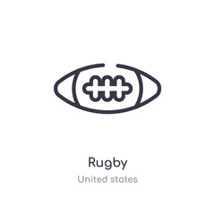 rugby outline icon. isolated line vector illustration from united states collection. editable thin stroke rugby icon on white background