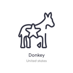donkey outline icon. isolated line vector illustration from united states collection. editable thin stroke donkey icon on white background