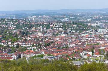 Fototapeta premium View over Stuttgart, Germany from viewpoint Birkenkopf