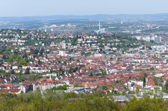 View over Stuttgart, Germany from viewpoint Birkenkopf