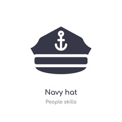 navy hat outline icon. isolated line vector illustration from people skills collection. editable thin stroke navy hat icon on white background