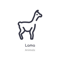 lama outline icon. isolated line vector illustration from animals collection. editable thin stroke lama icon on white background