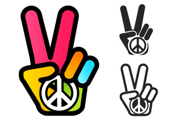 Hand and peace symbol