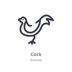 cock outline icon. isolated line vector illustration from animals collection. editable thin stroke cock icon on white background