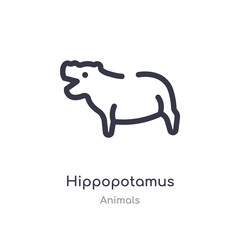 hippopotamus outline icon. isolated line vector illustration from animals collection. editable thin stroke hippopotamus icon on white background