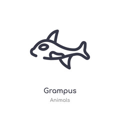 grampus outline icon. isolated line vector illustration from animals collection. editable thin stroke grampus icon on white background