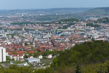 Fototapeta na wymiar View over Stuttgart, Germany from viewpoint Birkenkopf