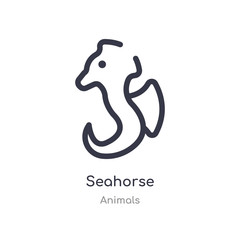 seahorse outline icon. isolated line vector illustration from animals collection. editable thin stroke seahorse icon on white background © zaurrahimov