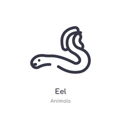 eel outline icon. isolated line vector illustration from animals collection. editable thin stroke eel icon on white background