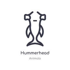 hummerhead outline icon. isolated line vector illustration from animals collection. editable thin stroke hummerhead icon on white background