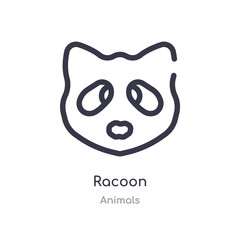 racoon outline icon. isolated line vector illustration from animals collection. editable thin stroke racoon icon on white background