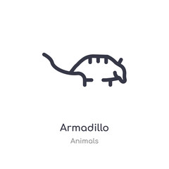 armadillo outline icon. isolated line vector illustration from animals collection. editable thin stroke armadillo icon on white background